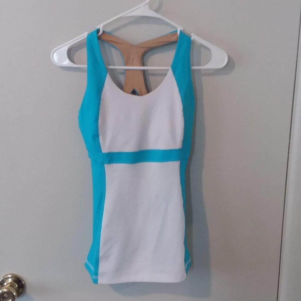 Lululemon White & Blue Racerback Tank
